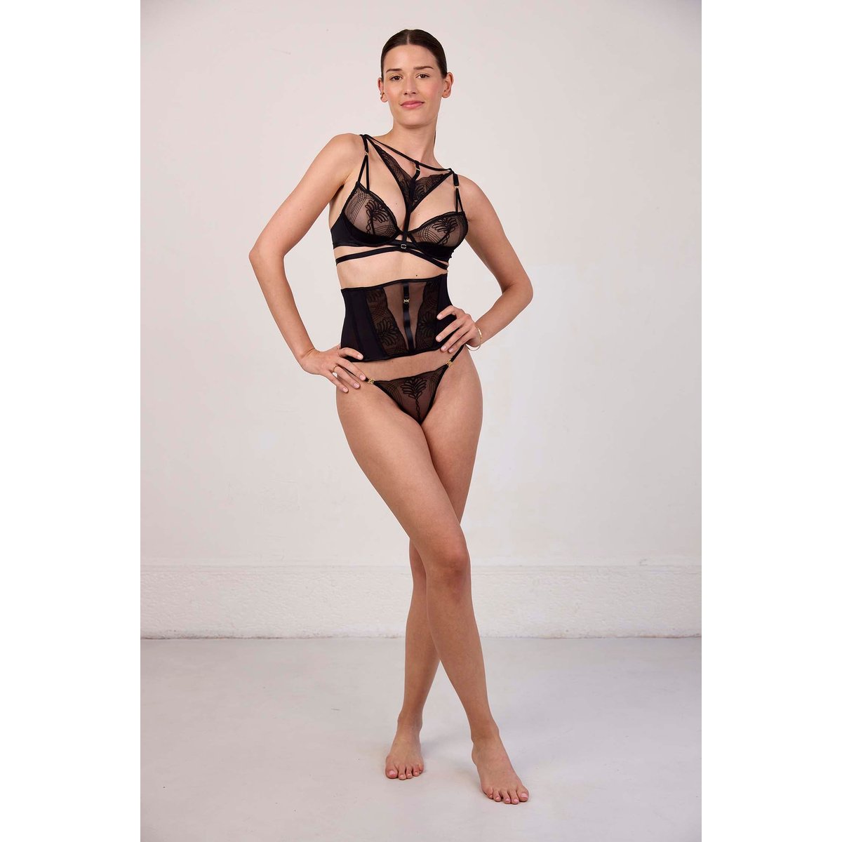 Serre-taille en broderie AUDACE noir, MAISON LEJABY