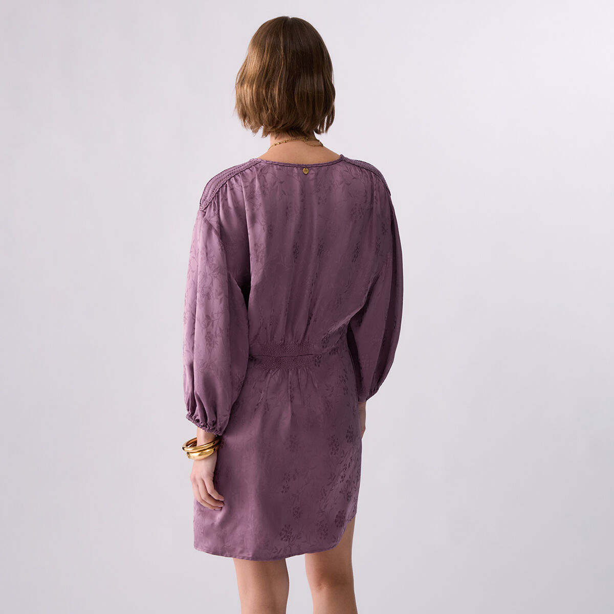Robe courte en satin jacquard rose, LIU JO