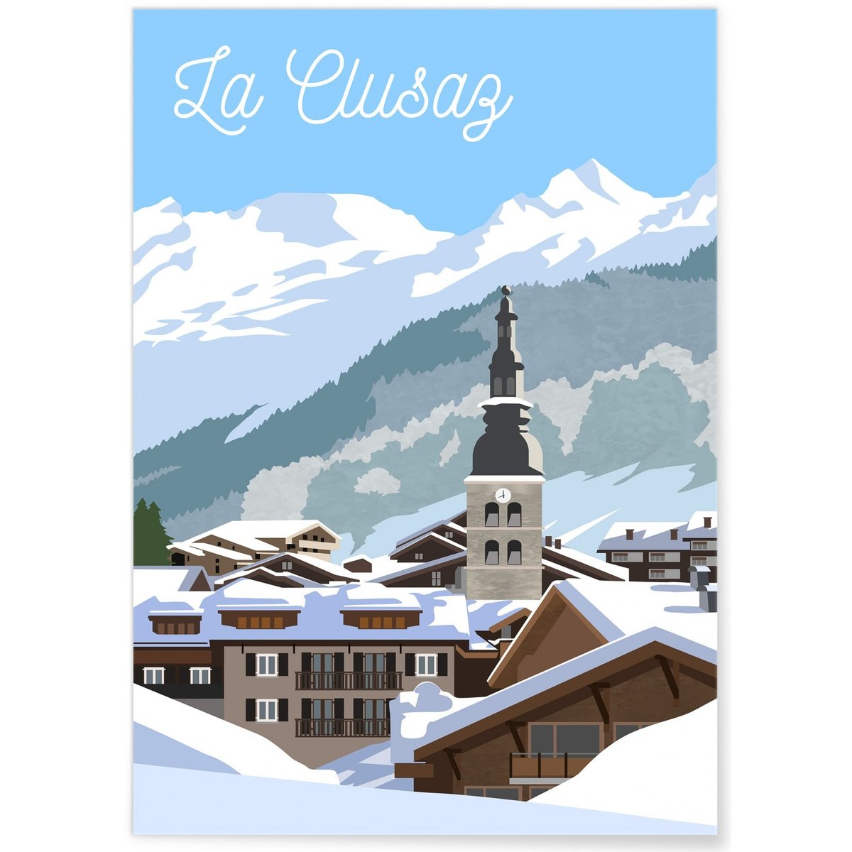 Affiche ville La Clusaz blanc, L'AFFICHERIE