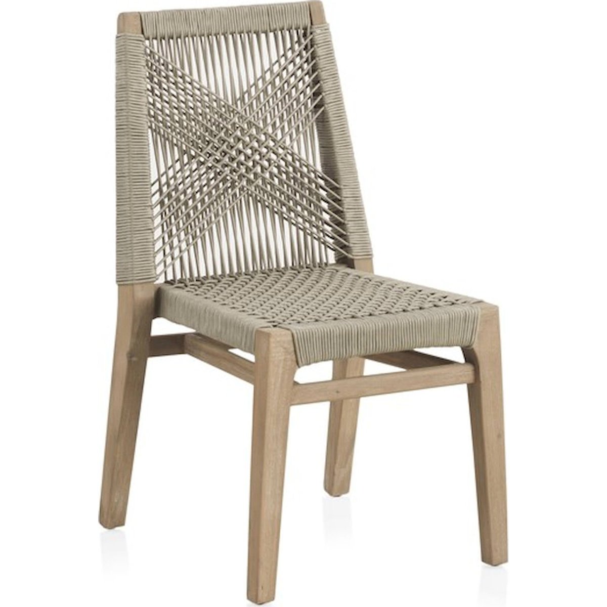 Chaise en acacia et corde (lot de 4) bois naturel et corde taupe, RECOLLECTION