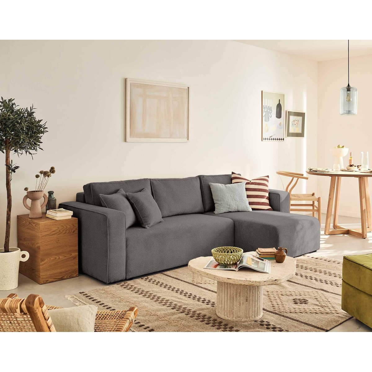 Canapé d'Angle Convertible 4 places - TOPAZE gris foncé, BEST MOBILIER
