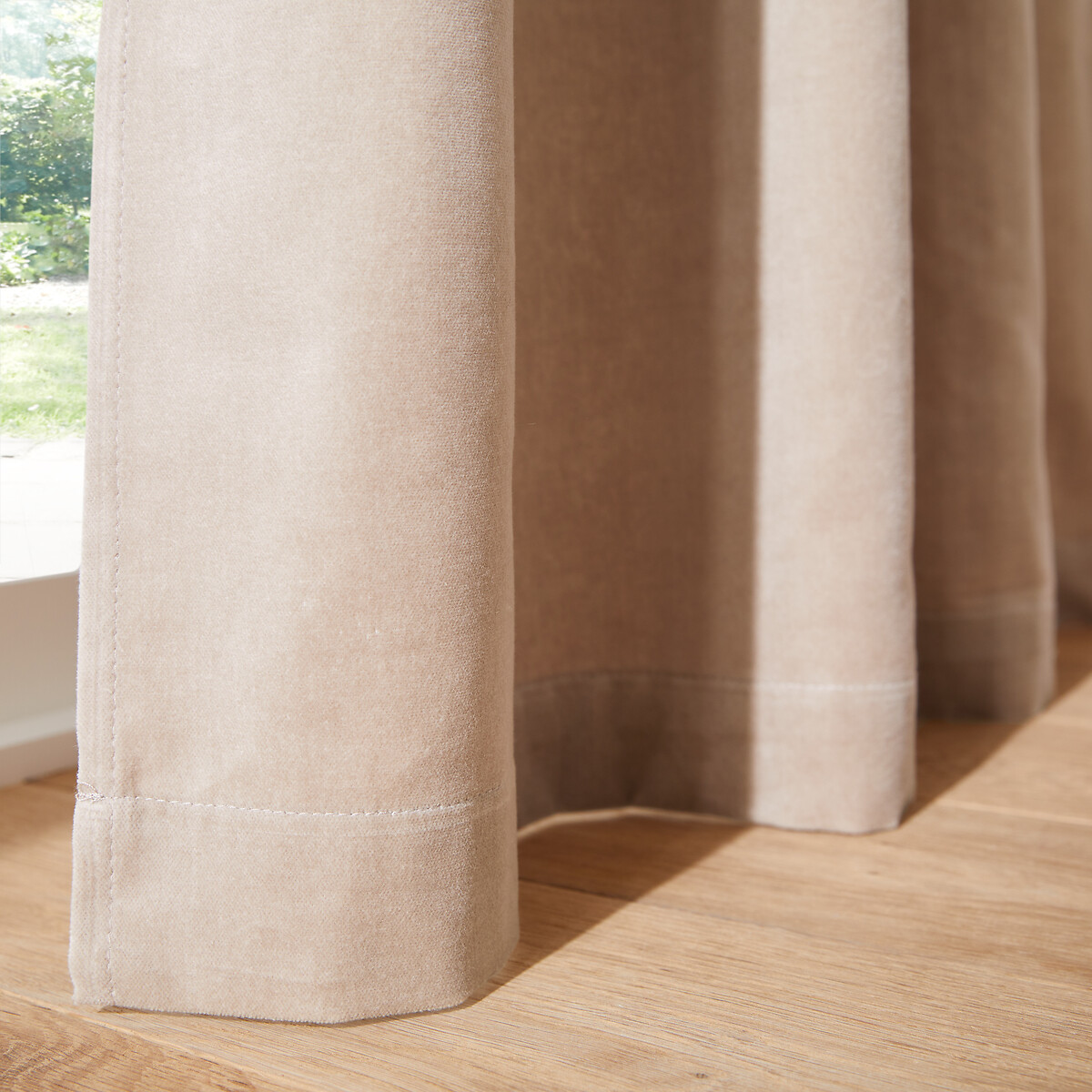 Rideau en velours, à galon fronceur et wave, VELVET beige, LA REDOUTE INTERIEURS