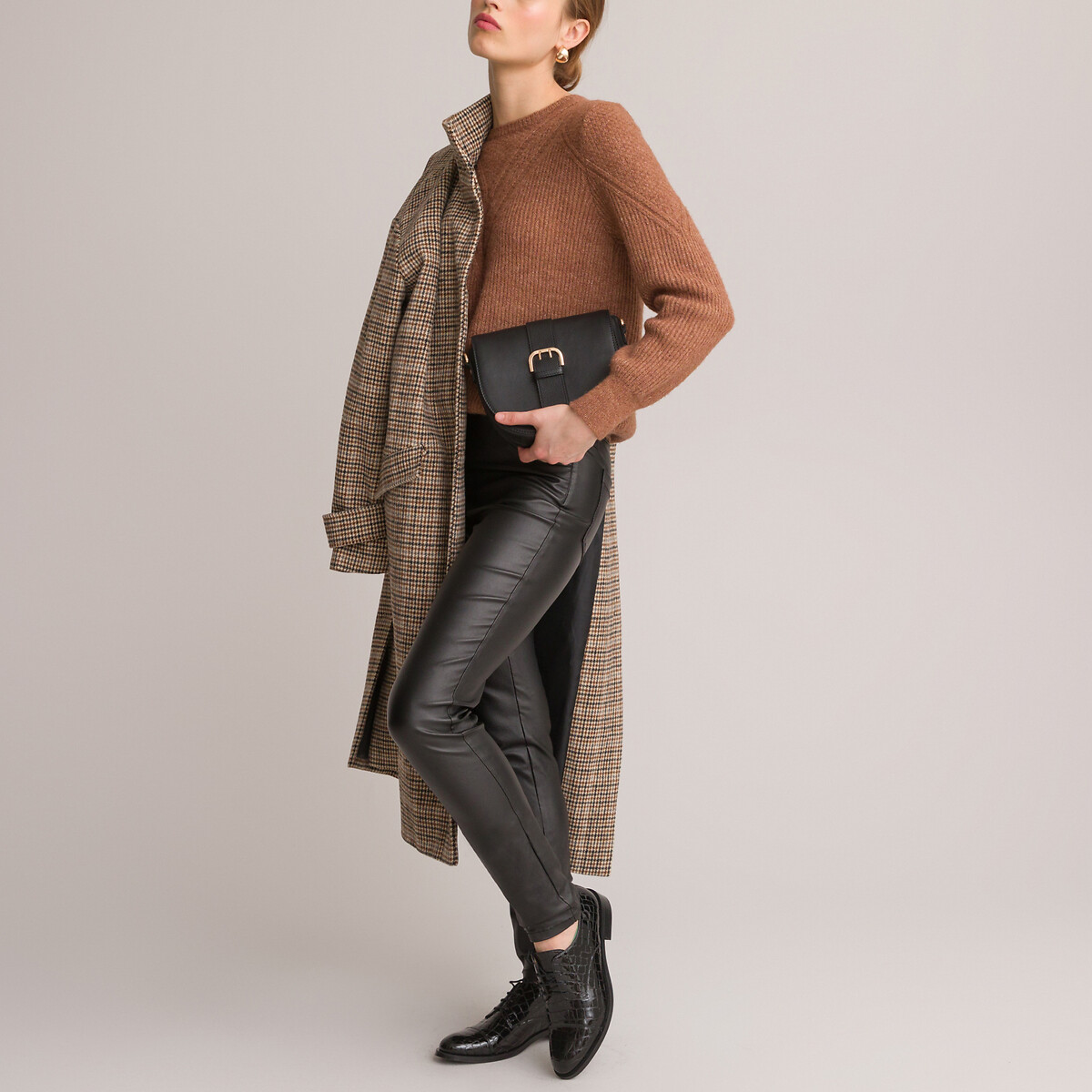 Coated Straight Trousers black, ANNE WEYBURN