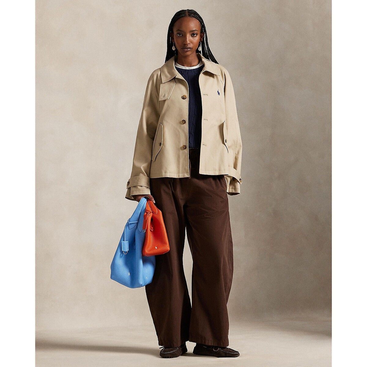 Cotton A-Line Jacket with Button Fastening beige, POLO RALPH LAUREN