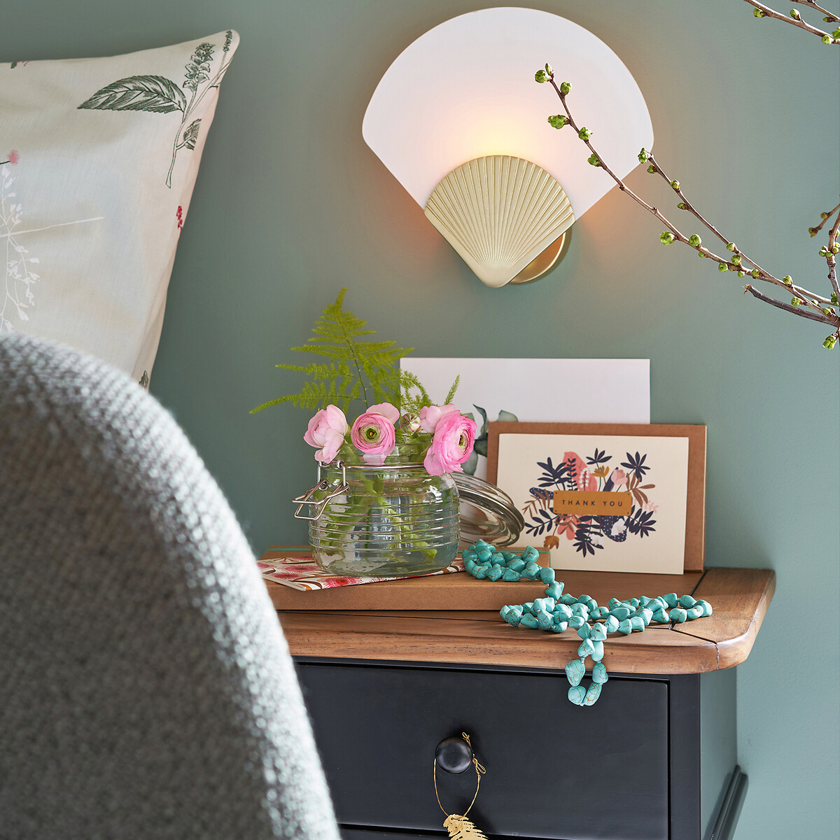 Wandlamp in messing en opaline glas, Alcance messing, LA REDOUTE INTERIEURS