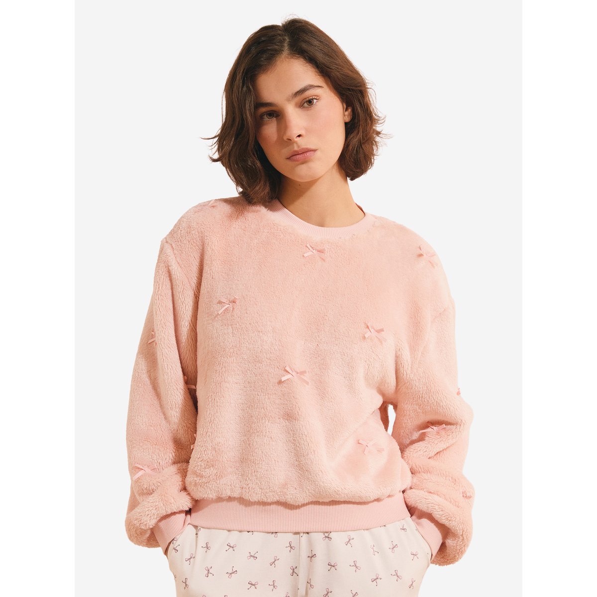 Sweatshirt avec noeuds BRUNO rose poudre, ETAM