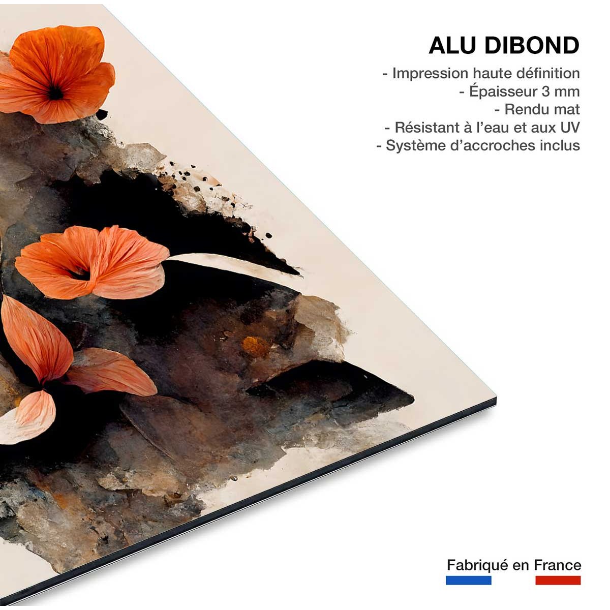 Tableau nature morte fleur corail tableau alu dibond, HEXOA