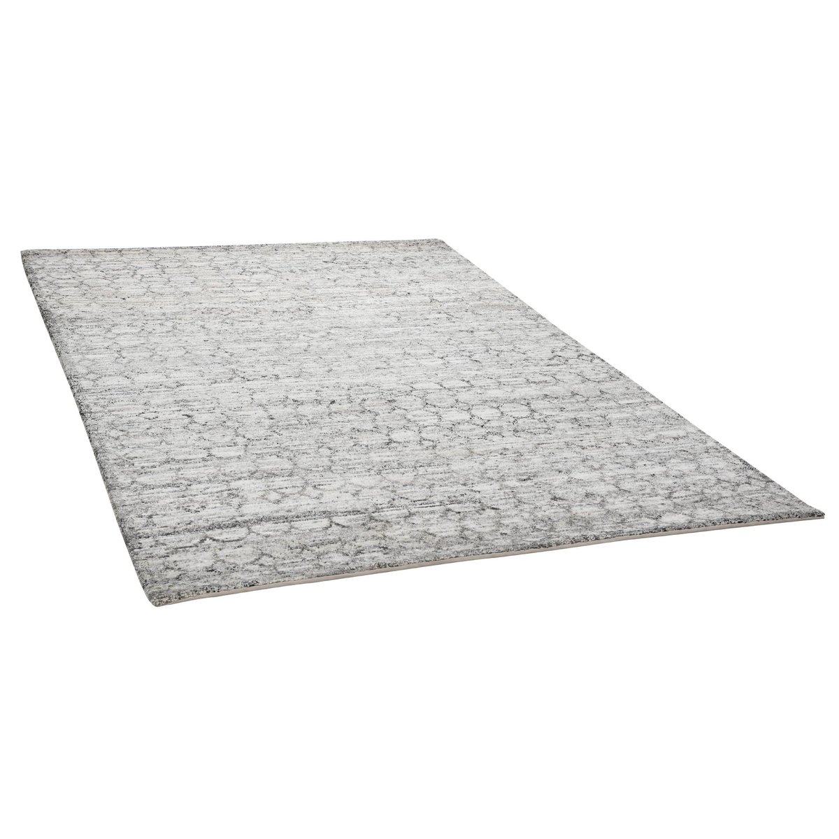 Tapis salon Fangri noué main en laine anthracite, THEKO