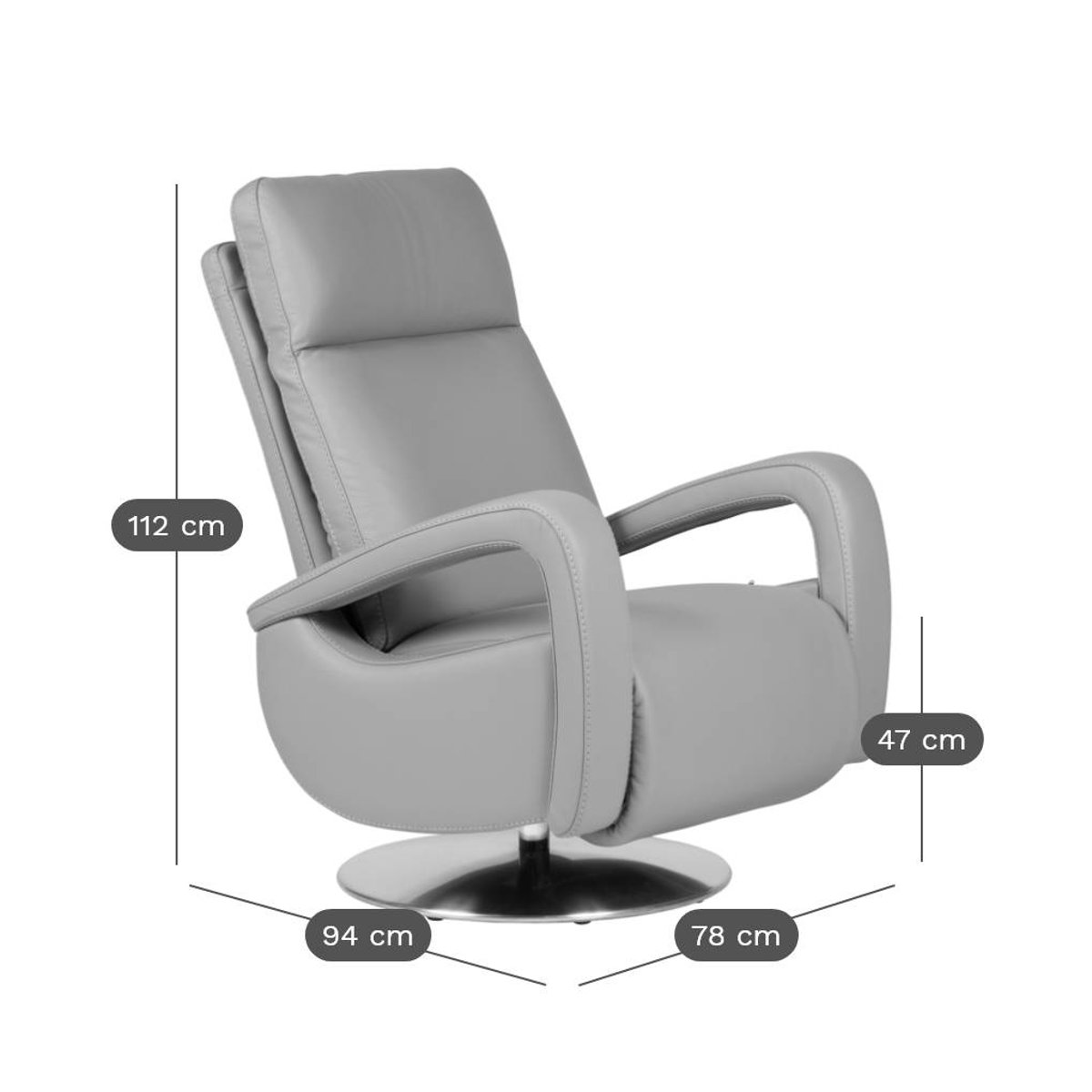 Fauteuil relax cuir - BUXY gris clair, CAMIF