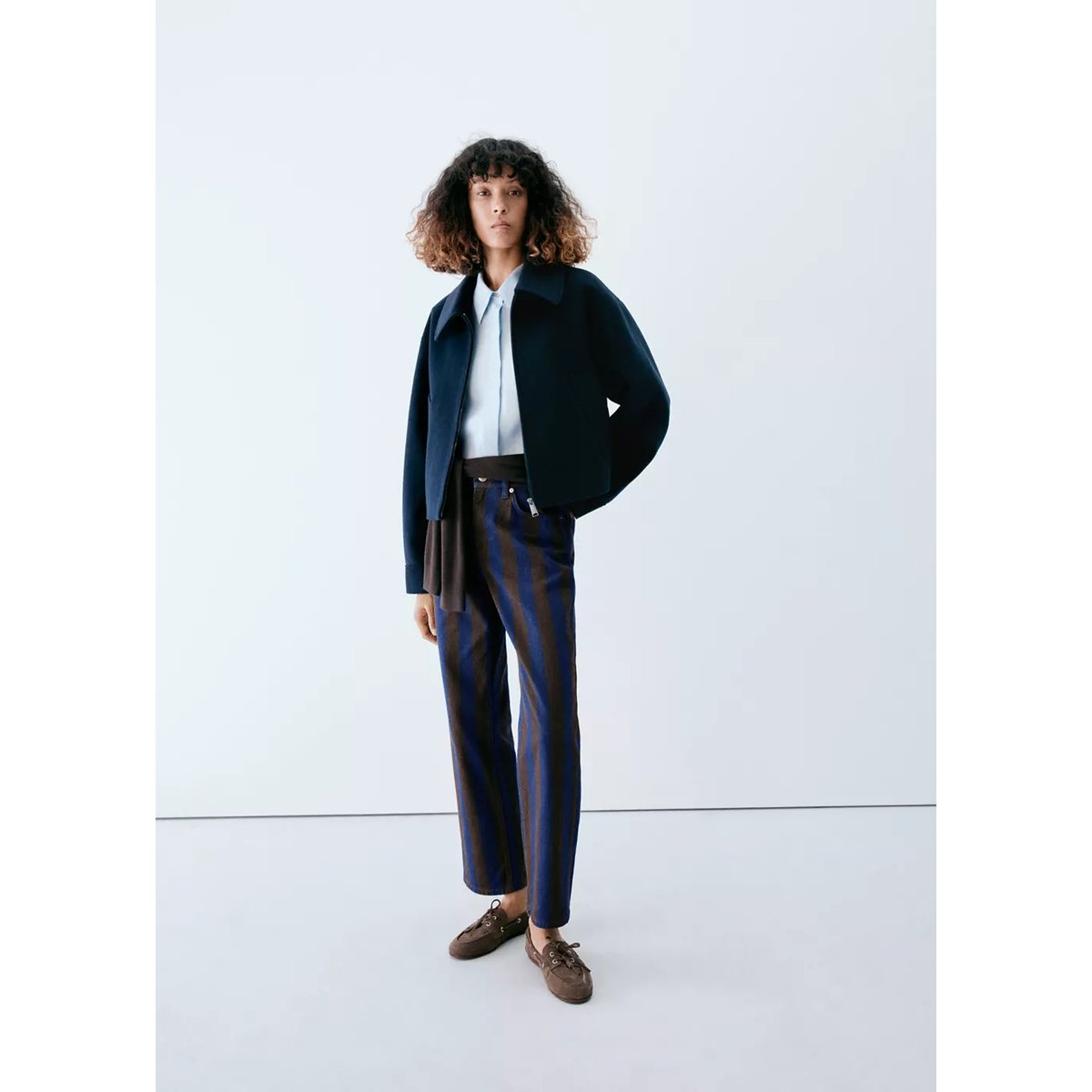 Jean à rayures regular waist bleu, MANGO
