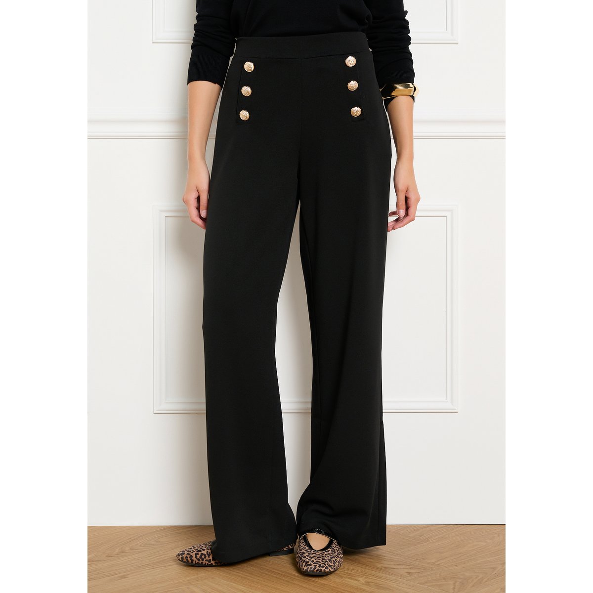 Pantalon large esprit officier noir, LOLALIZA