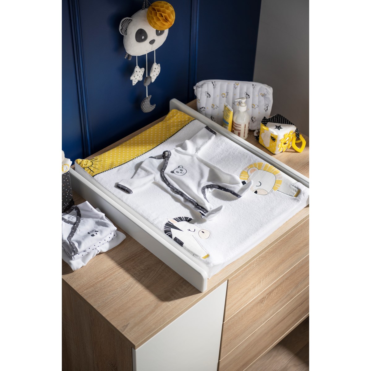 Plan à langer pour commode en bois blanc/marron, SAUTHON