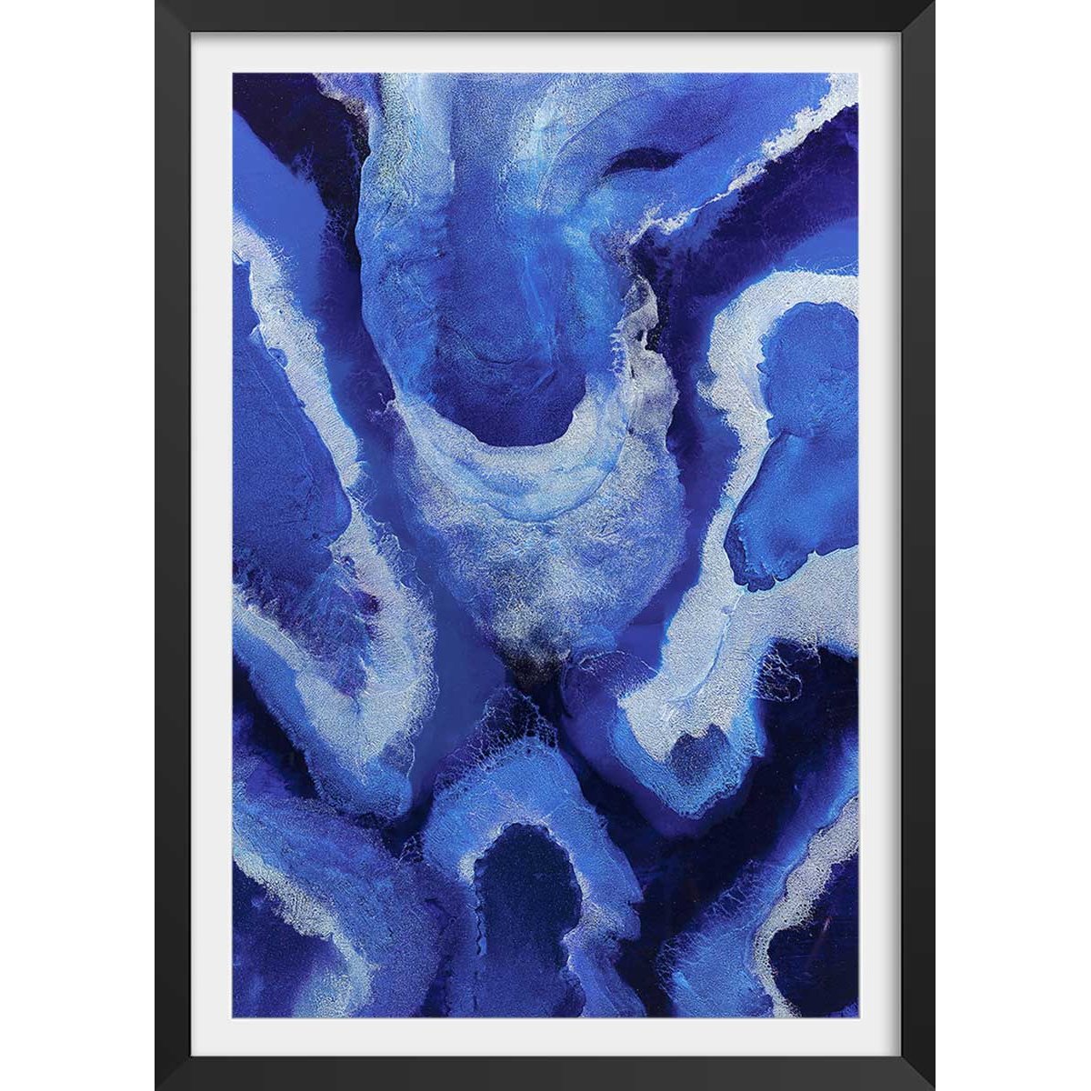 Poster bleu malte affiche + cadre en bois - noir, HEXOA