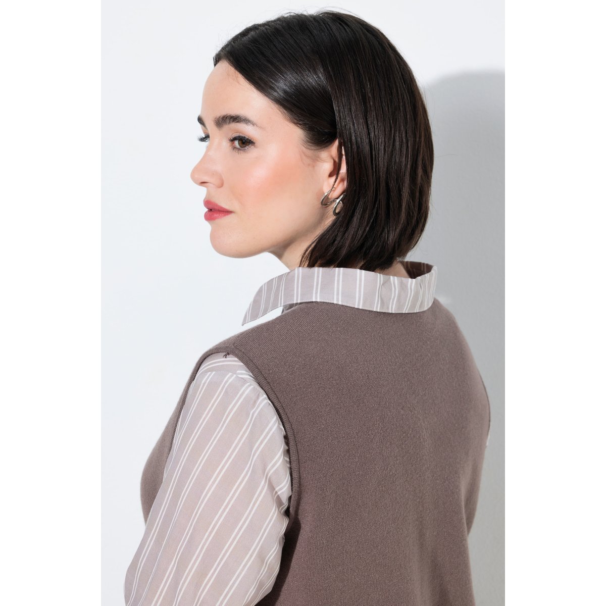 Gilet en maille taupe sombre, ULLA POPKEN