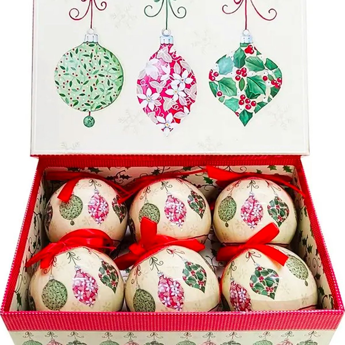 Coffret de 6 boules de Noël rétro 7.5cm bleu, WADIGA