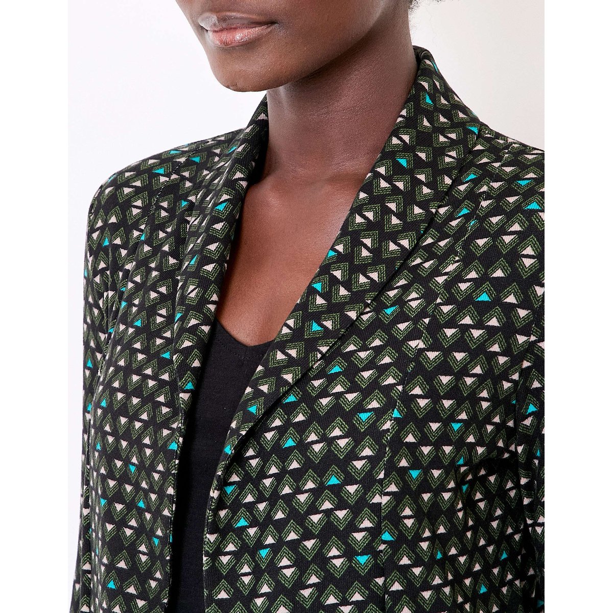 Veste souple ajustée maille imprimée CATLINE turquoise, LA FIANCÉE