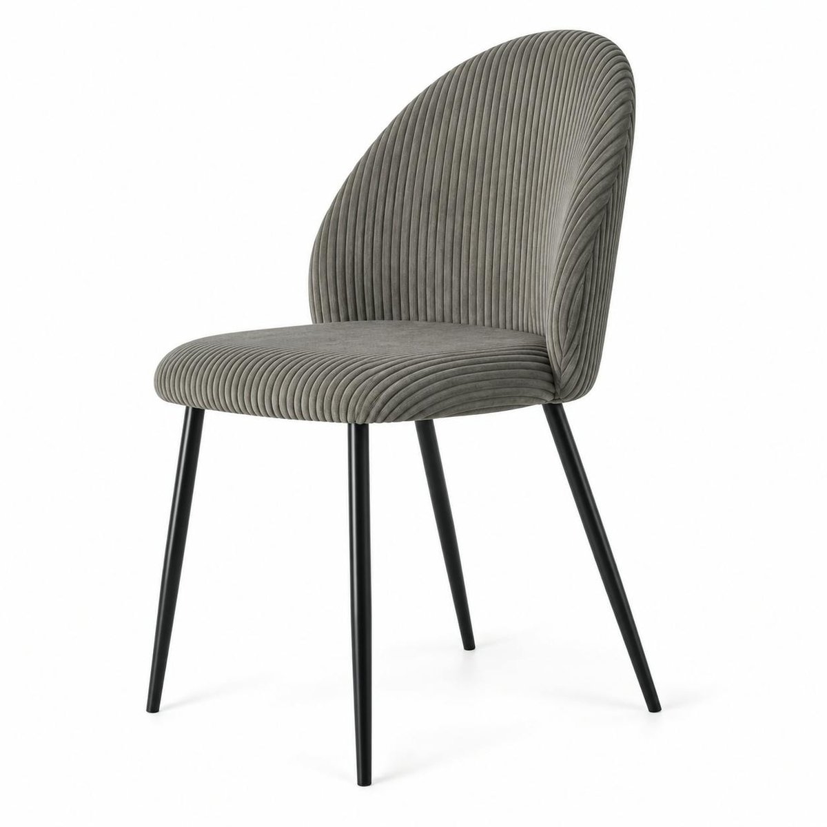 Chaise en tissu côtelé (lot de 2) IENA gris, PIER IMPORT