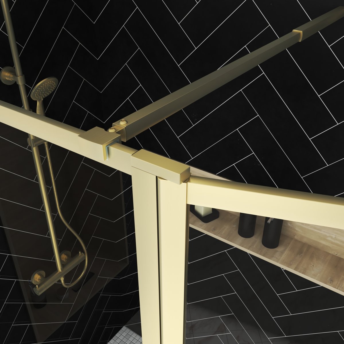 Paroi de douche à l’italienne avec volet pivotant en verre trempé 5 mm doré, HOME MAISON