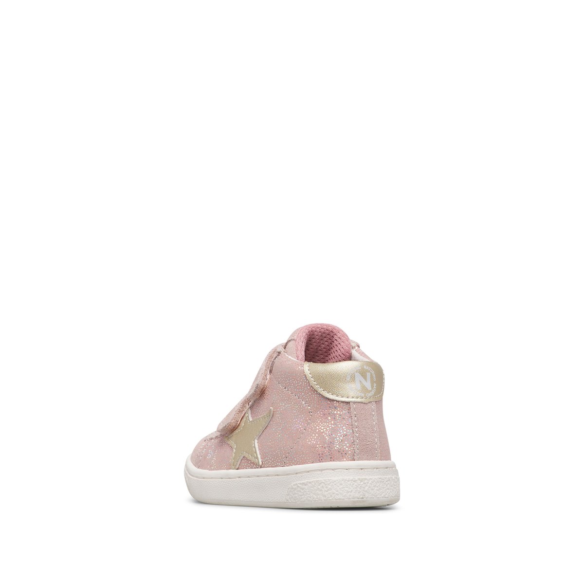 Baskets hautes en cuir et tissu PINN HIGH VL. rose poudré-platine, NATURINO