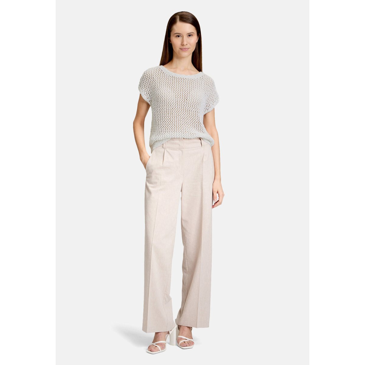 pull sans manches à teneur en fil fantaisie blanc, BETTY & CO