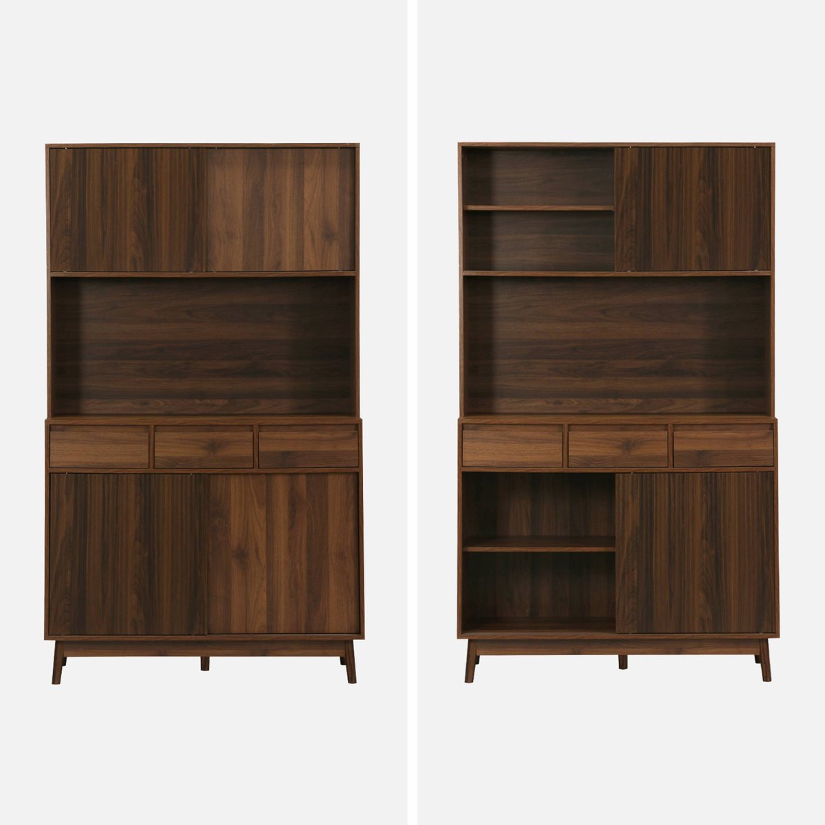 Buffet décor bois 4 portes 3 tiroirs 110 cm LINEAR naturel, SWEEEK