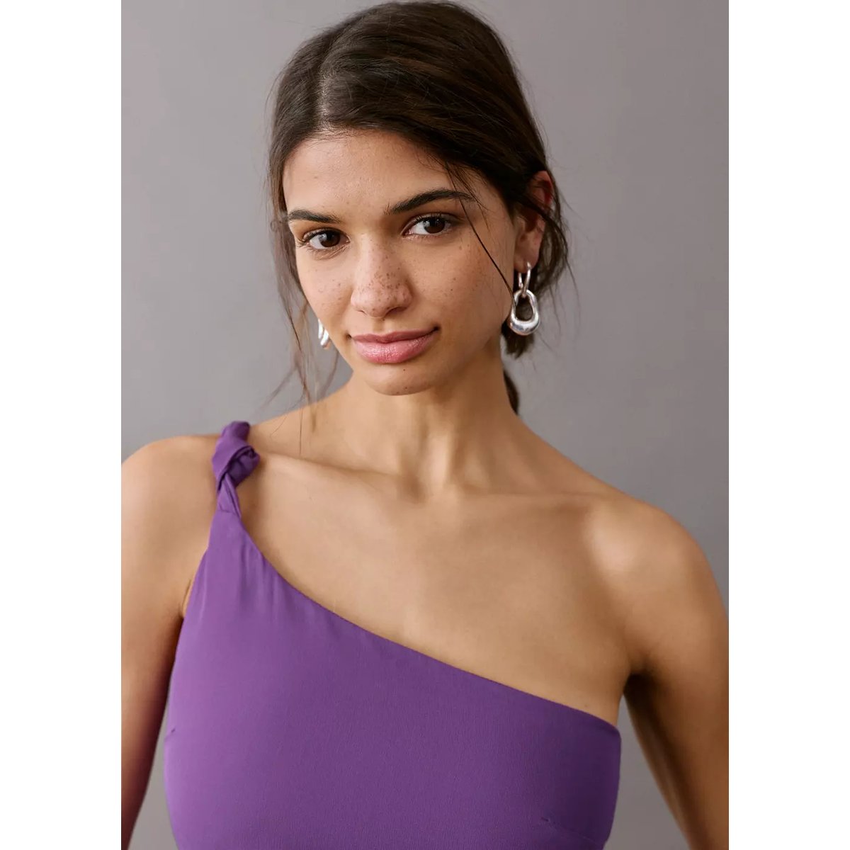 Robe asymétrique détail nœud violet, MANGO TEEN