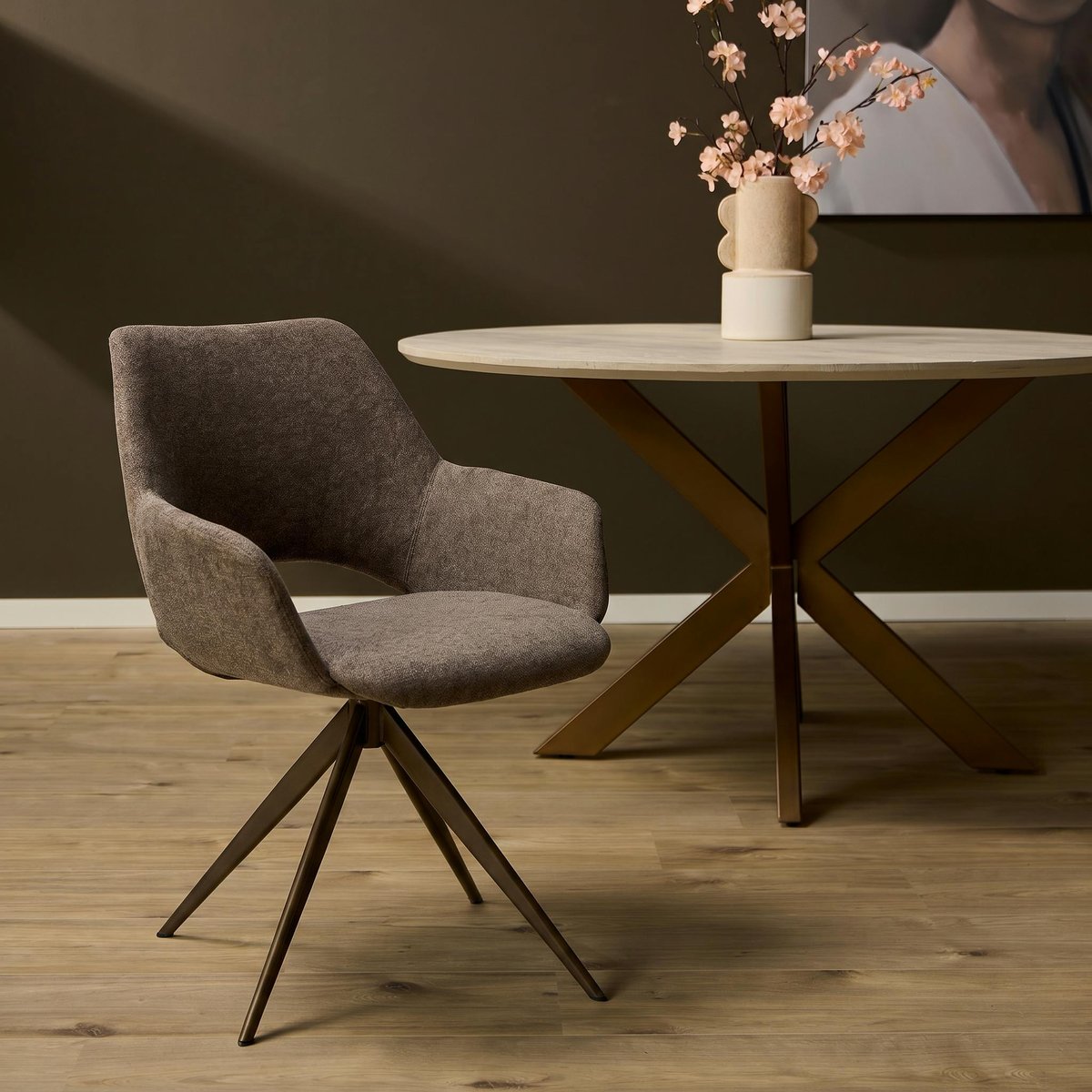 Chaise pivotante à accoudoirs (lot de 2) CORTINA marron, PIER IMPORT