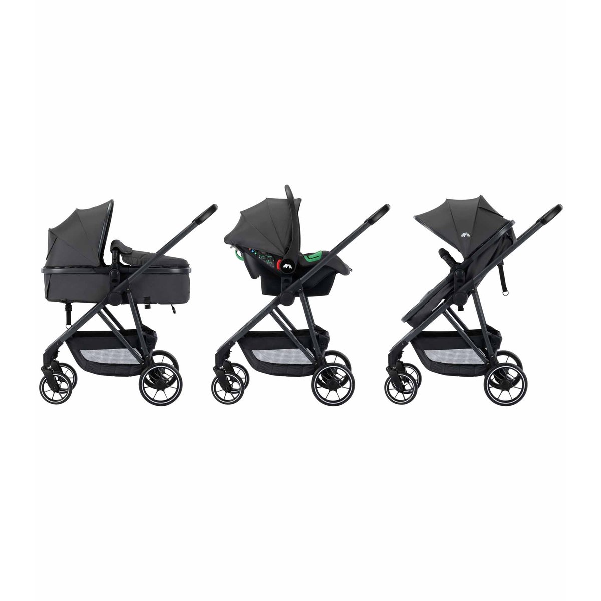 BEBECONFORT Poussette Trio Brume avec siège auto i-Size mineral graphite, BEBECONFORT