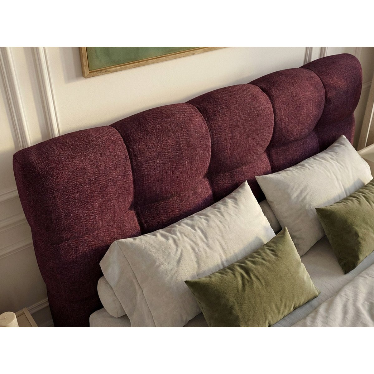 Lit mélaminé revêtement tissu texturé, KUMO rouge, BOBOCHIC