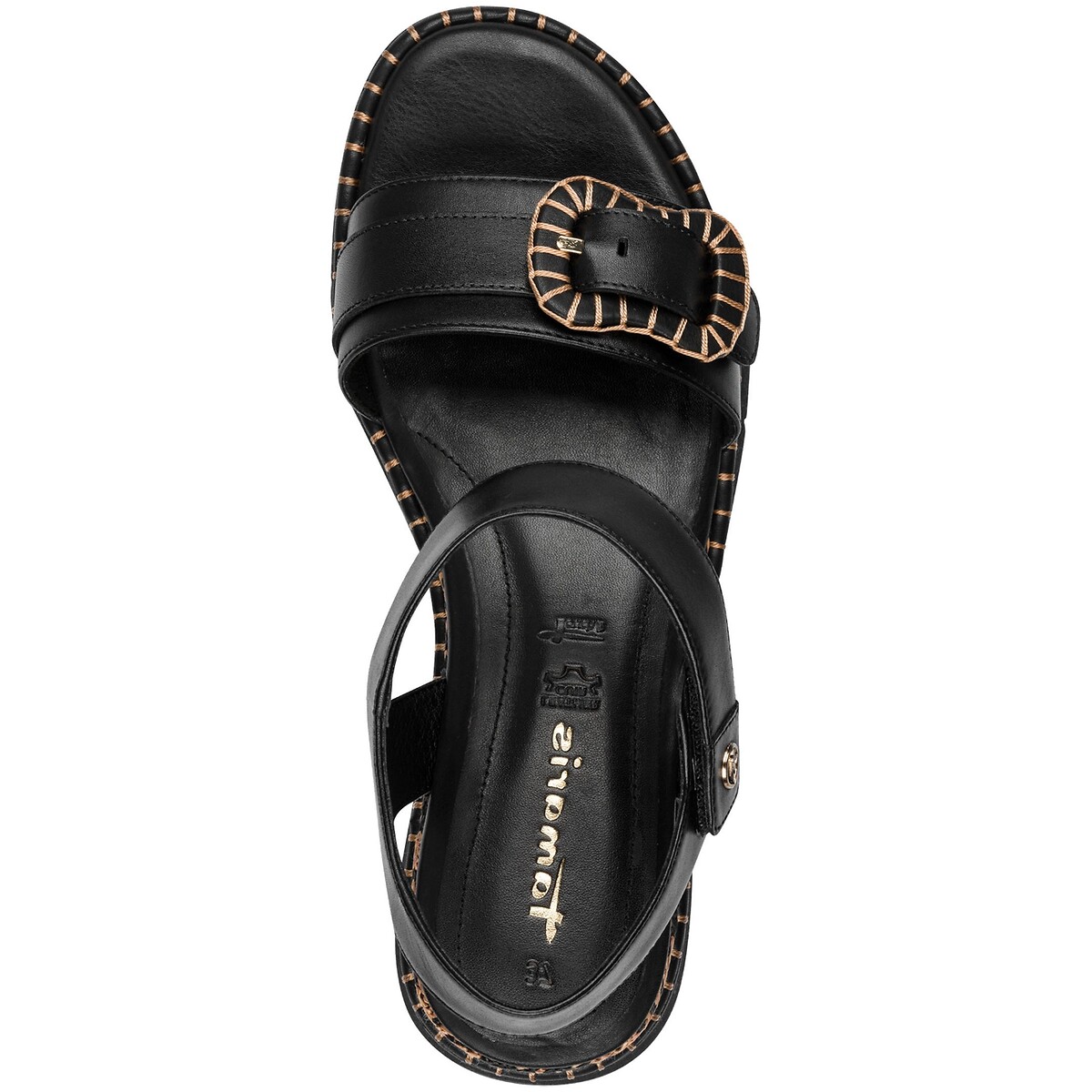 Leather Wedge Sandals black, TAMARIS