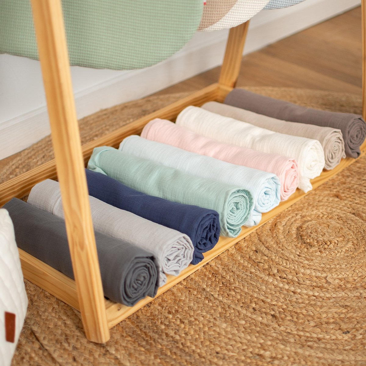 Drap housse couffin en double gaze à carreaux LUNA gris clair, SEVIRA KIDS