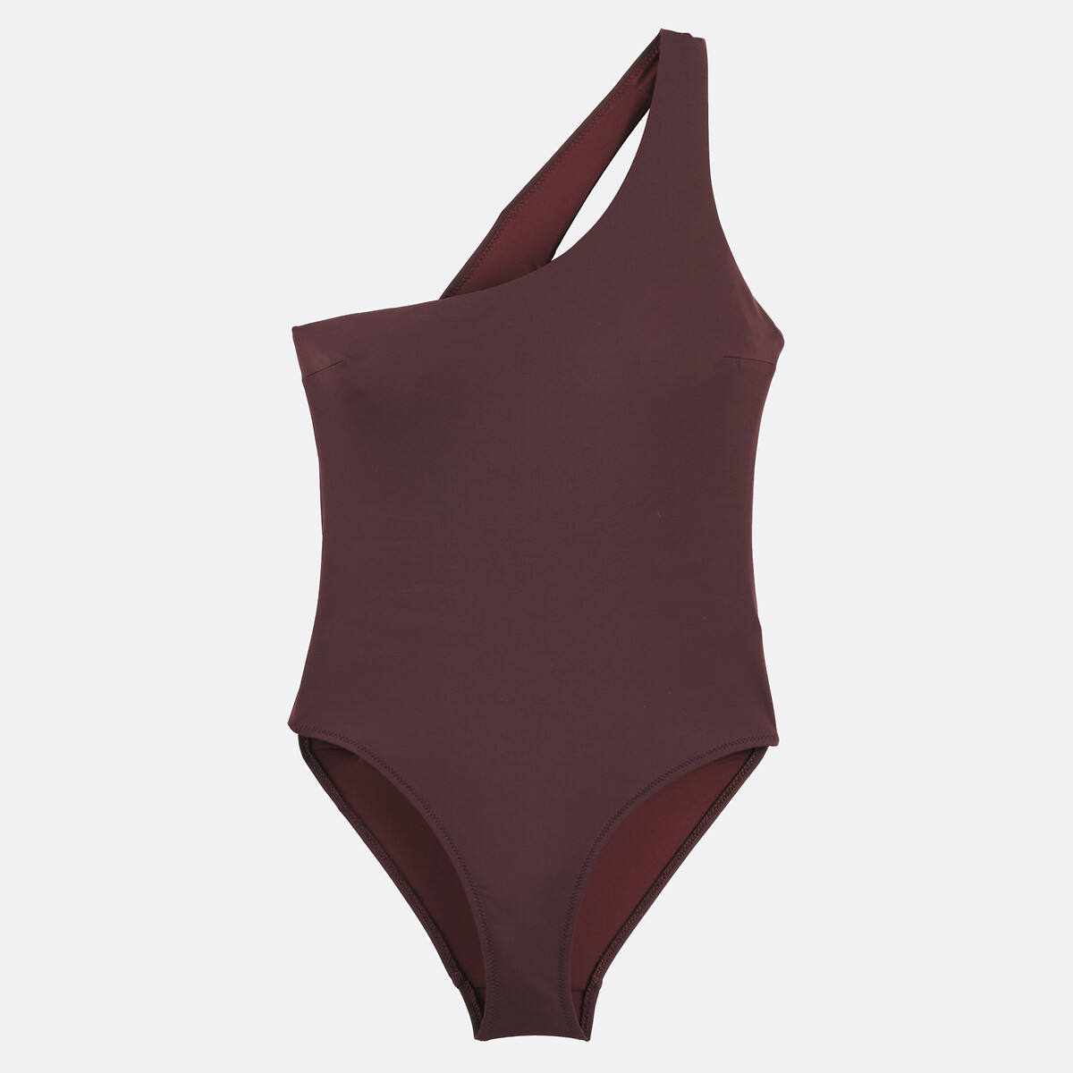 Maillot de bain 1 pièce one shoulder chocolat, LA REDOUTE COLLECTIONS