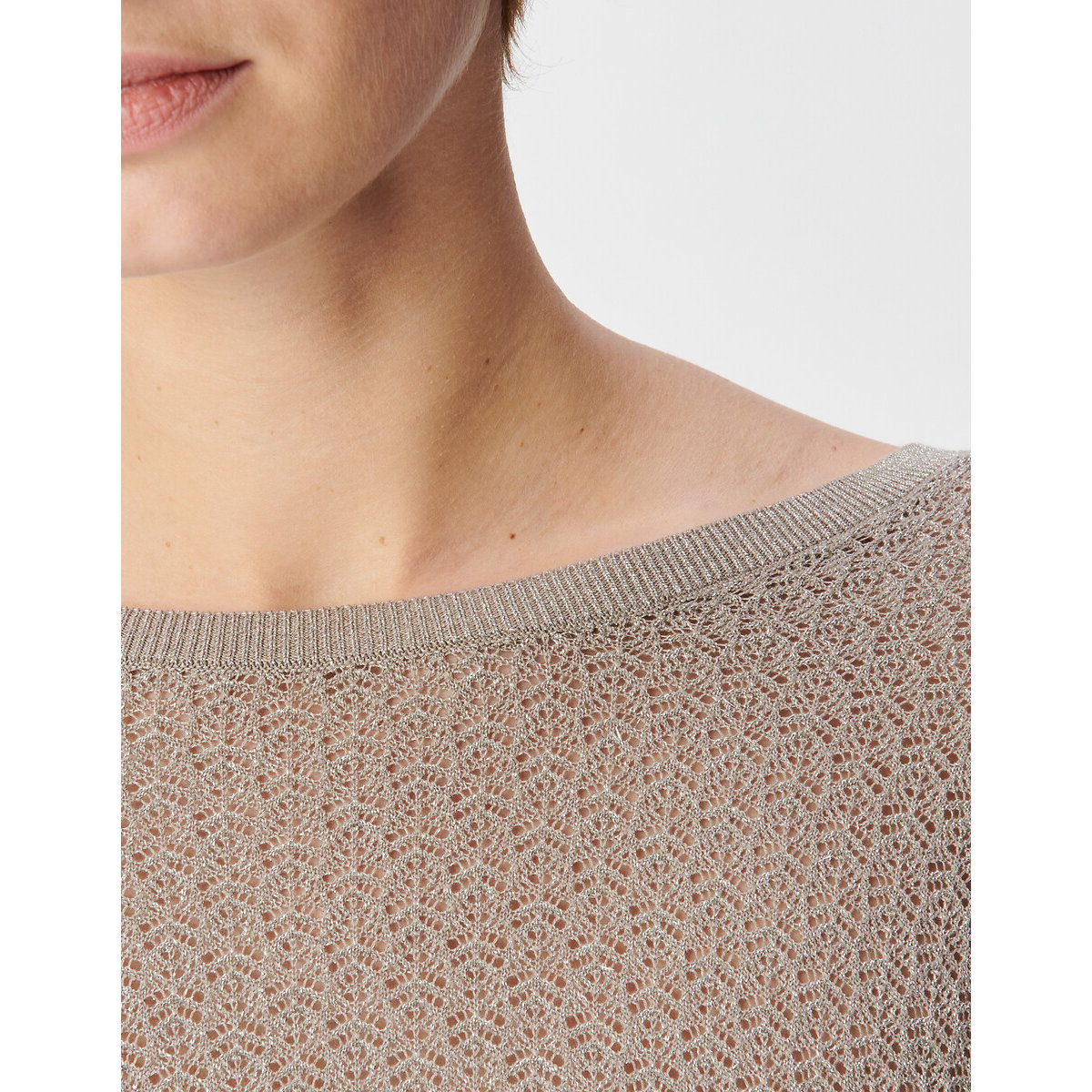 Maglia a maniche lunghe con scollo a V con filato metallizzato deserto, IKKS