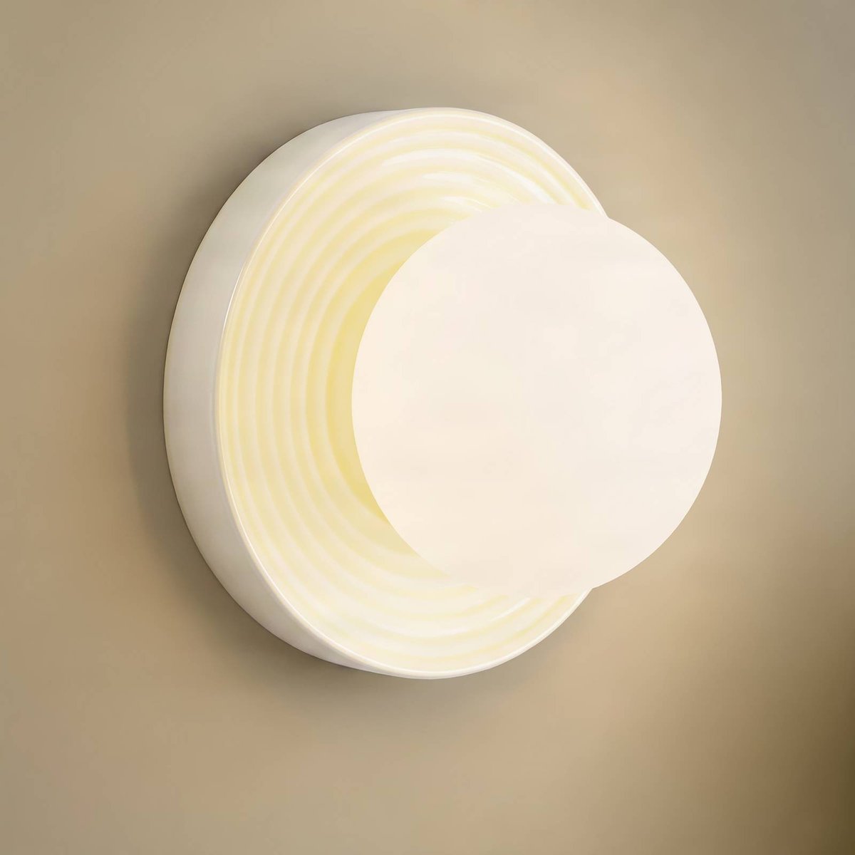 Applique en céramique moderne, Harriet beige, blanc, LINDBY
