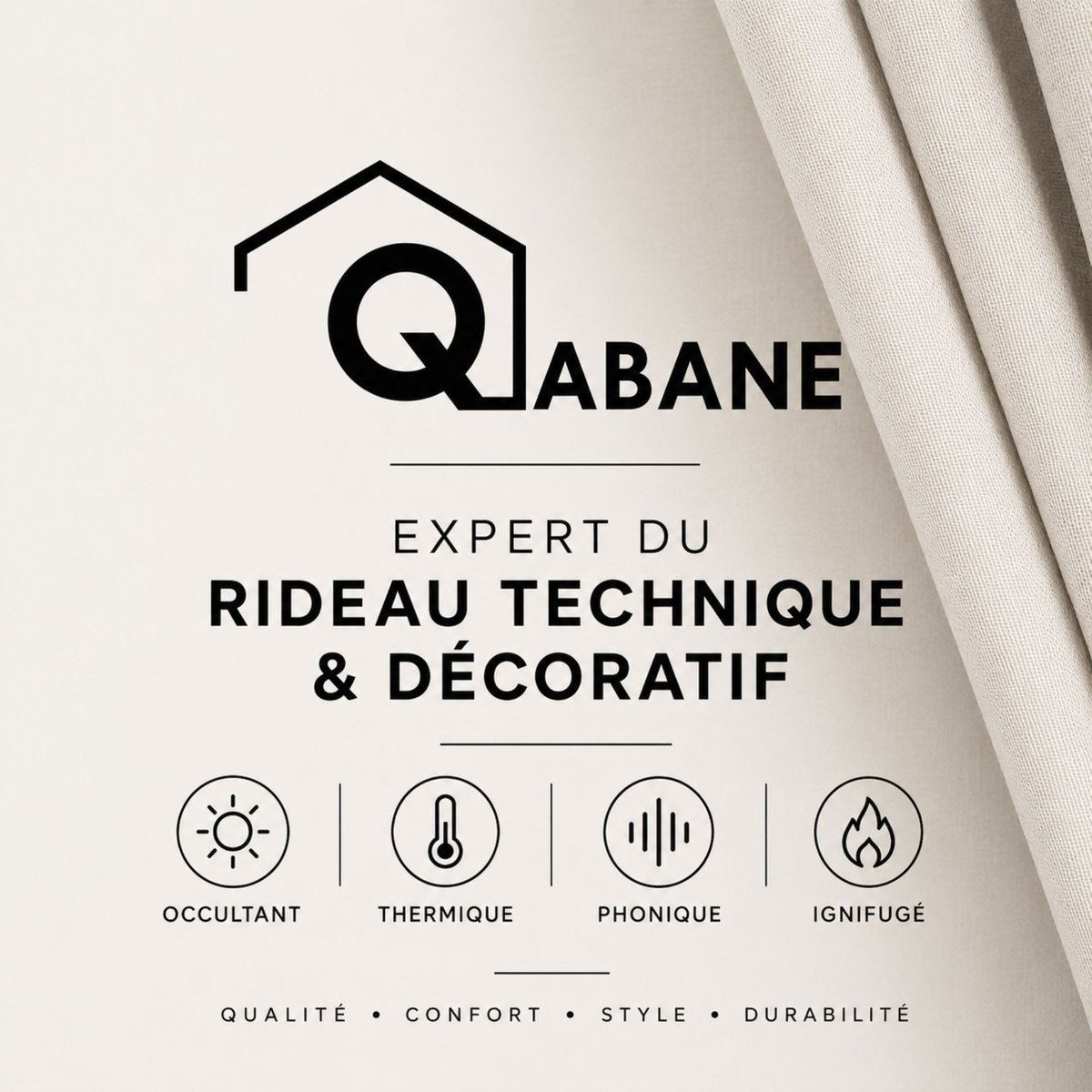 Rideau poly-lin imprimé fleur aquarelle - QABANE jaune ocre, HOME MAISON