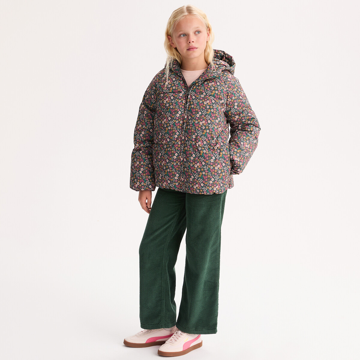 Doudoune chaude à capuche, motif animalier ou floral imprimé fleurs, LA REDOUTE COLLECTIONS