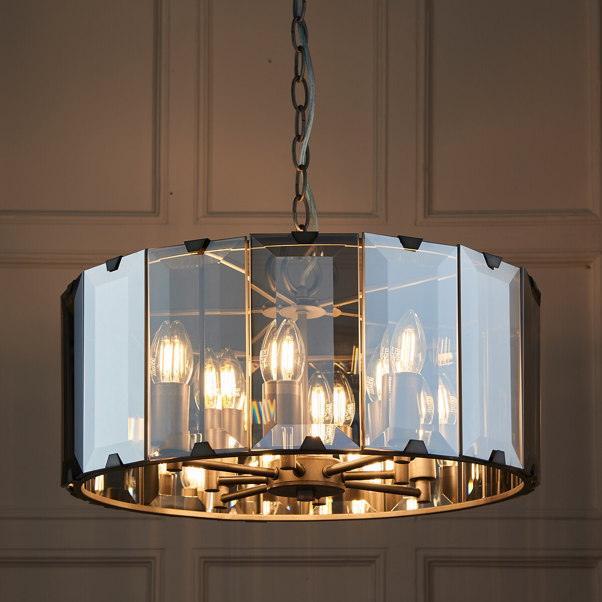 Clifton 8-Light Bevelled Glass Pendant Light grey, ÉDITÉ