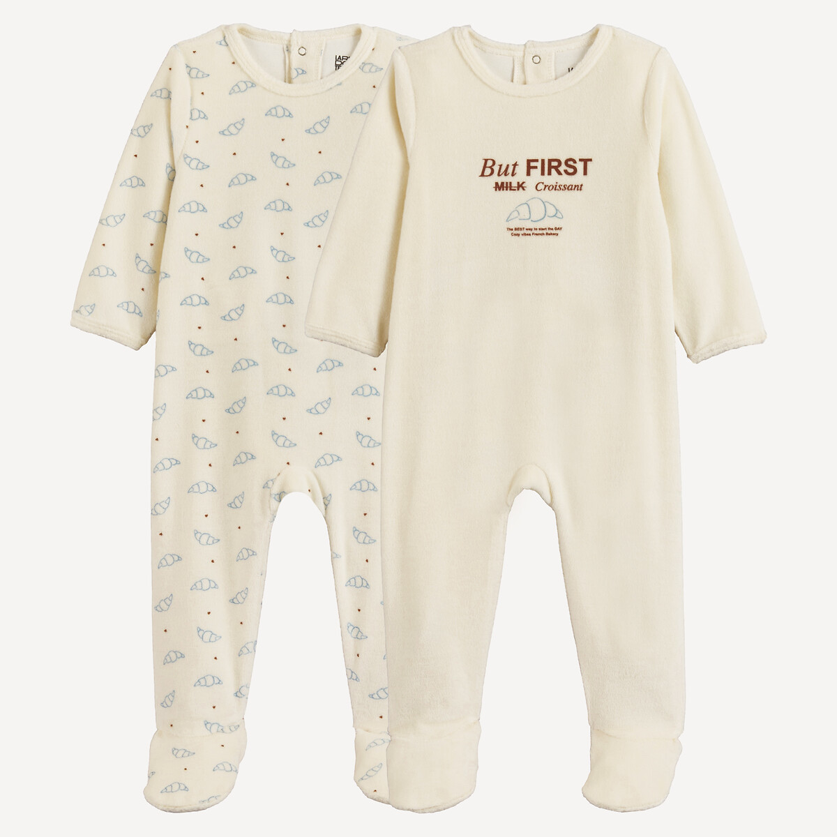 Conjunto de 2 pijamas de uma peça, em veludo sortido, LA REDOUTE COLLECTIONS