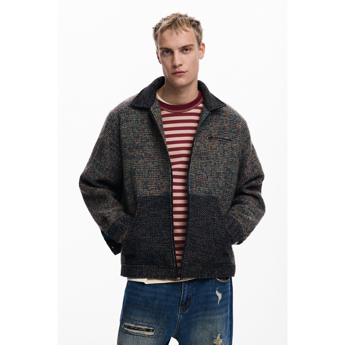 Veste à poches chinée marron, DESIGUAL