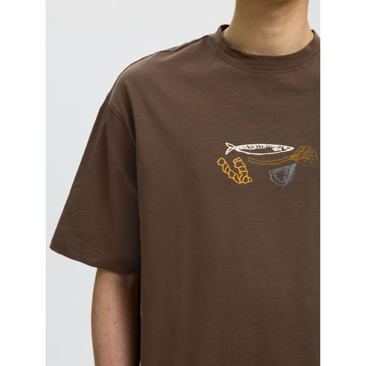 T-Shirt marron - turkish coffee1, SELECTED