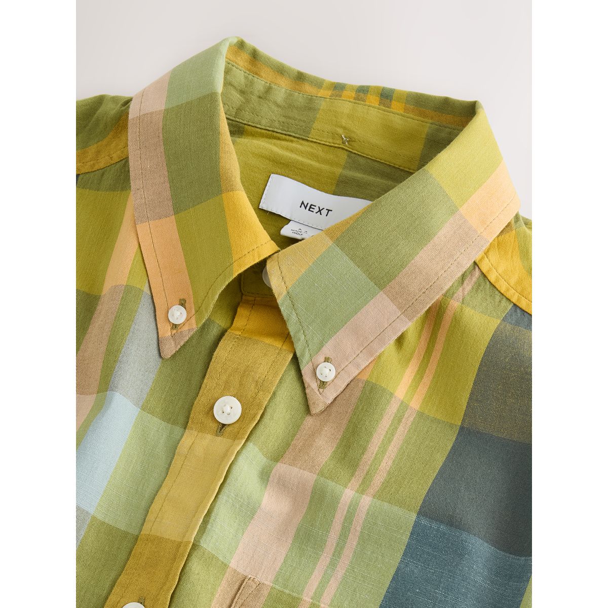 Chemise à manches courtes et carreaux madras jaune, NEXT