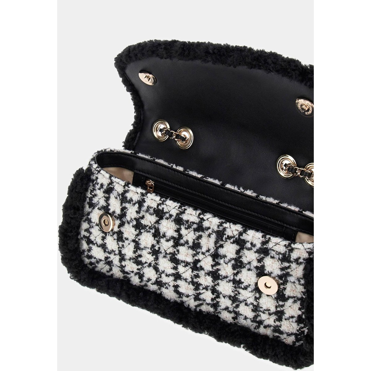 Mini Sac À Bandoulière Cristi Pied-De-Poule noir multi, GUESS