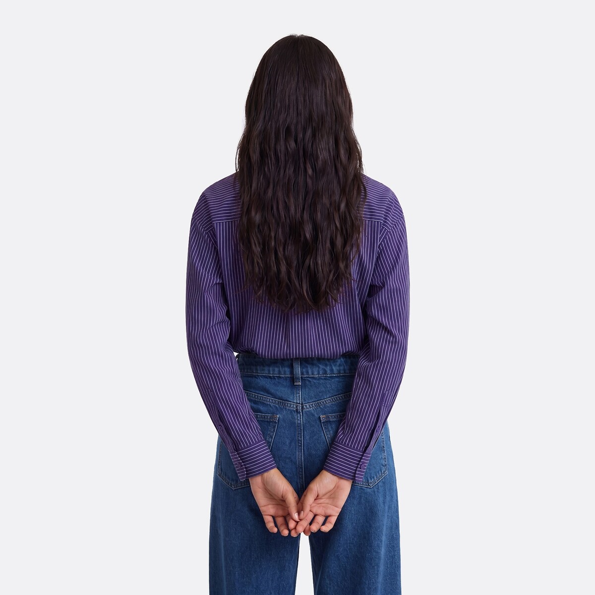 Camisa de rayas amplia, Signature APOLLINE violeta a rayas, LA REDOUTE COLLECTIONS
