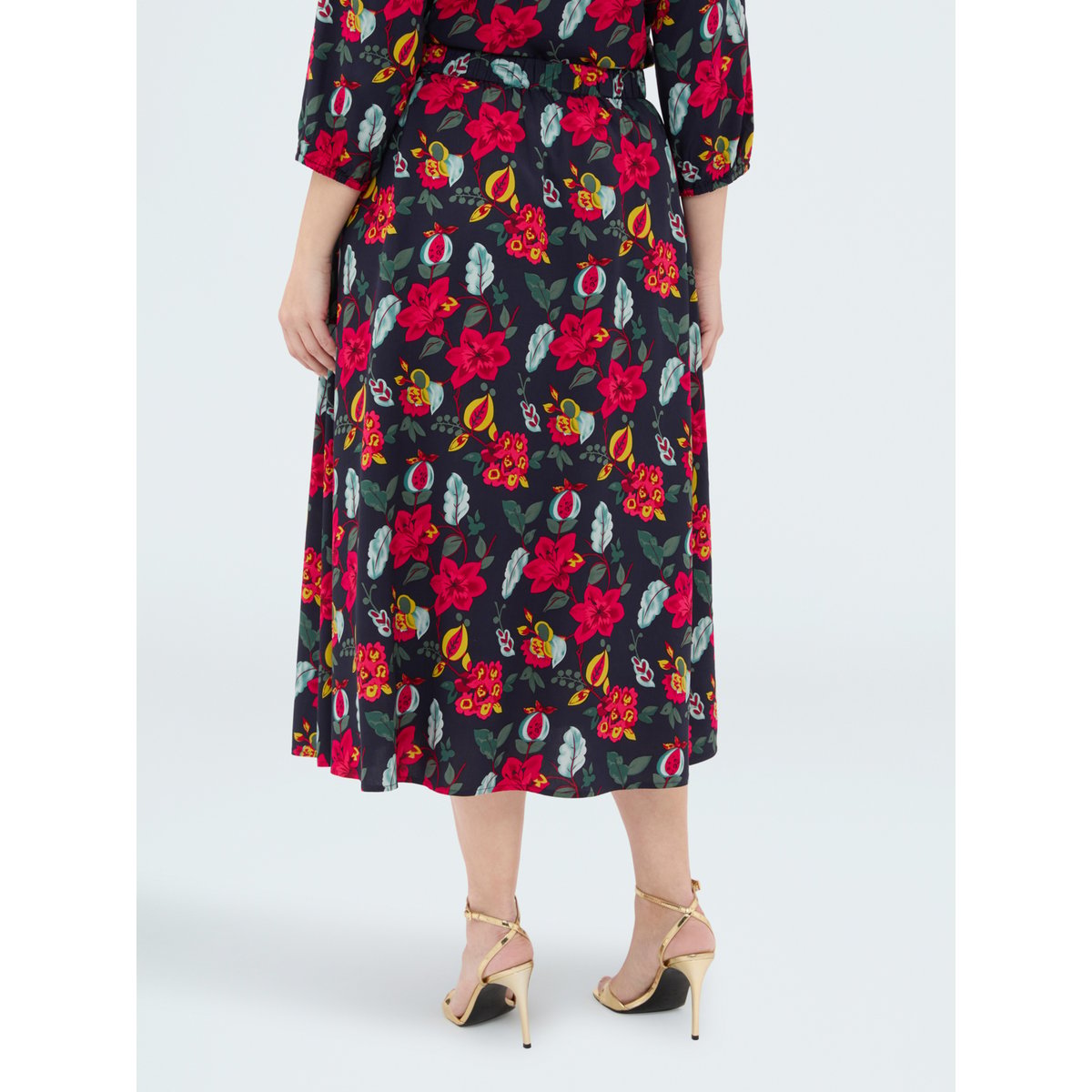Jupe longue à imprimé floral bleu, FIORELLA RUBINO