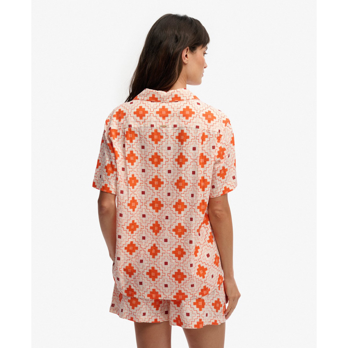 Chemise à manches courtes imprimée Beach orange sashiko tile, SUPERDRY