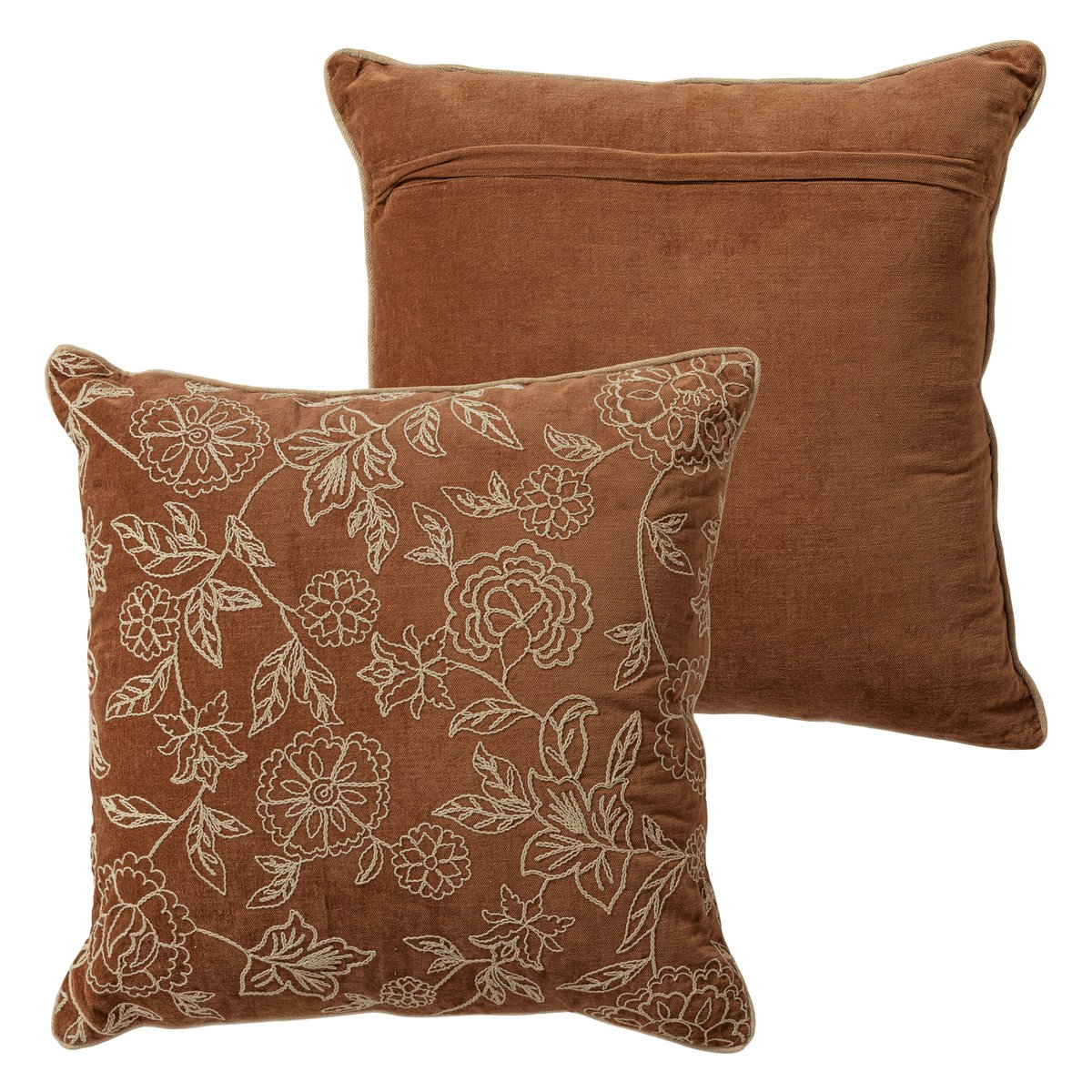 Lot de 4 coussins en coton RELA marron, WOOOD