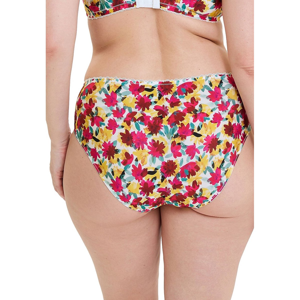 Slip in pizzo e microfibra CELIA fiori rossi/gialli, SANS COMPLEXE