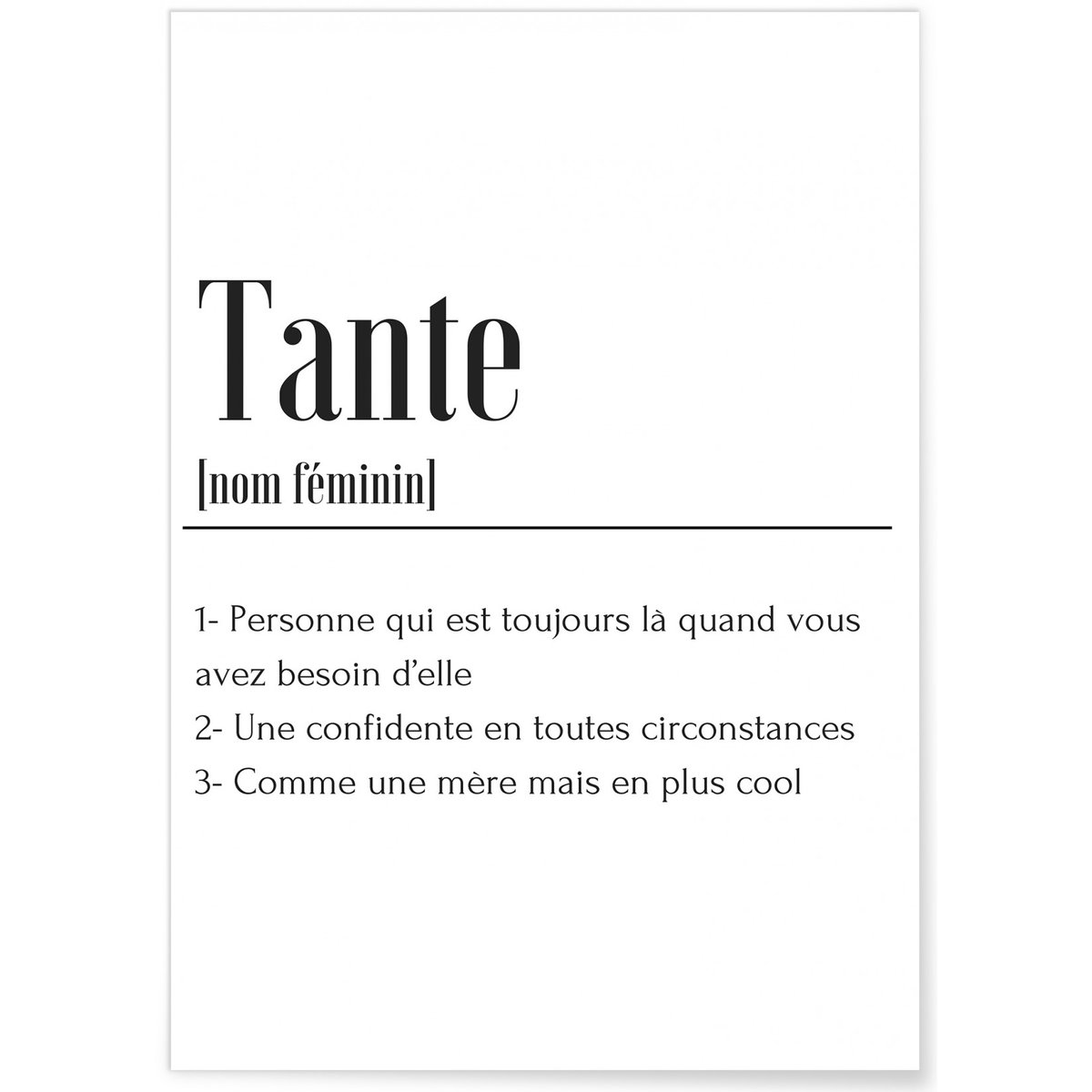 Affiche Définition Tante blanc, L'AFFICHERIE