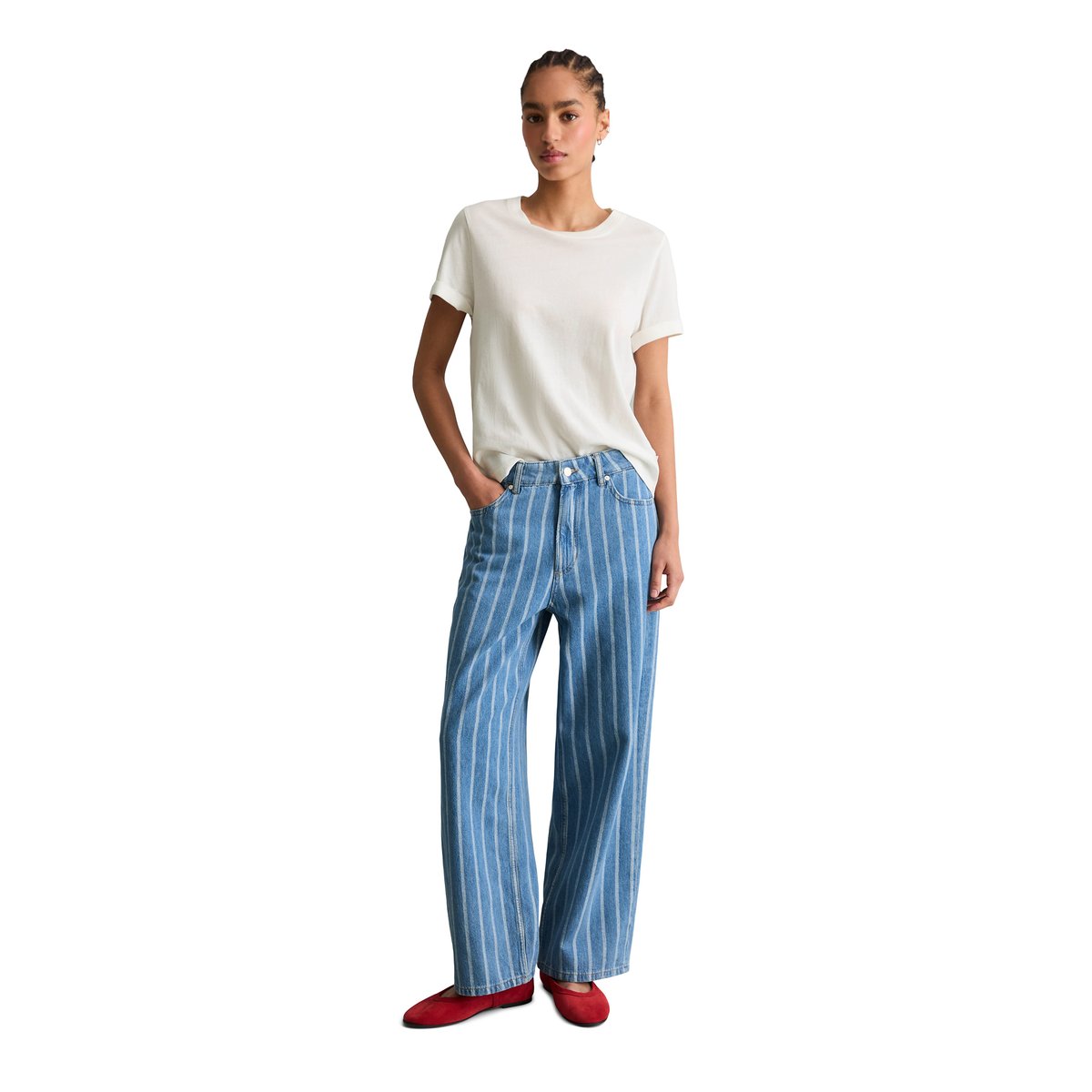 Jeans modèle Tomma large en qualité légère de coton bio bleu, MARC O’POLO DENIM