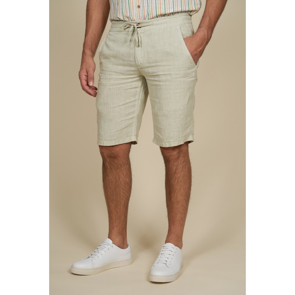 Bermuda uni 100% lin vert menthe, MCS